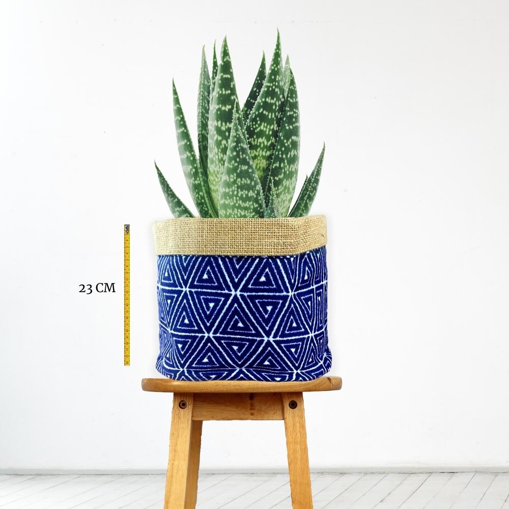 Jute Basket Planter  Handwoven Blue Stripe Jute Planter – Indiholic