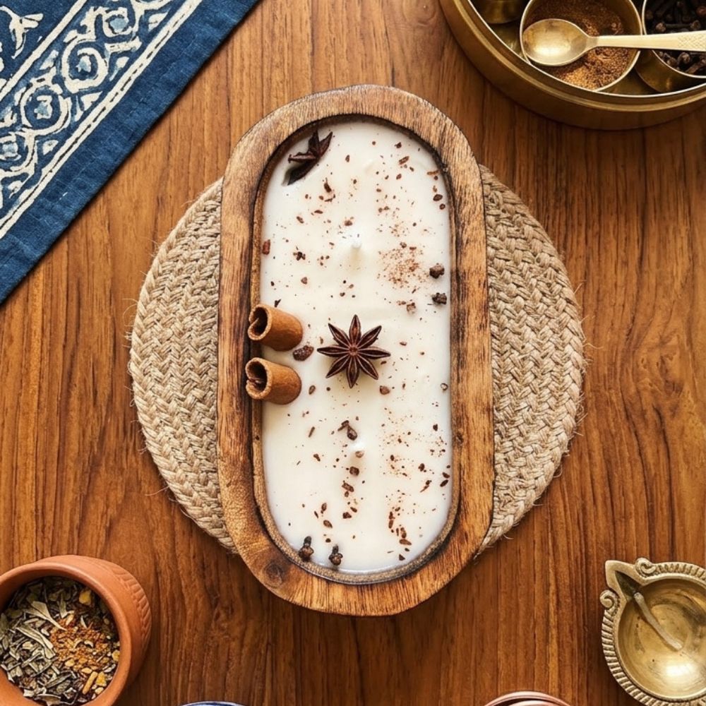 Scents of Spices: Soy Wax Candles in Wooden Bowls