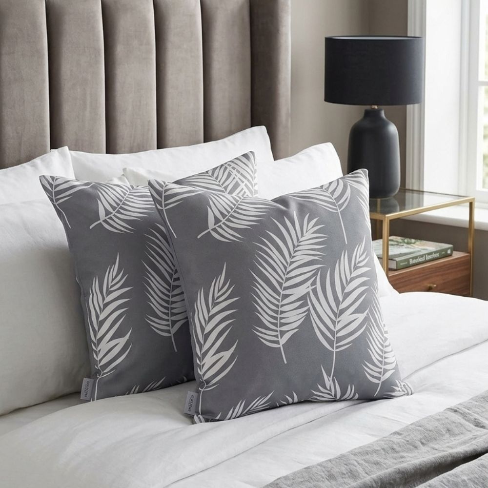Wildly Chic Grey and White Leaf Cushion Cover