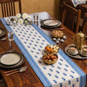 Blue Floral Indian Table Runner