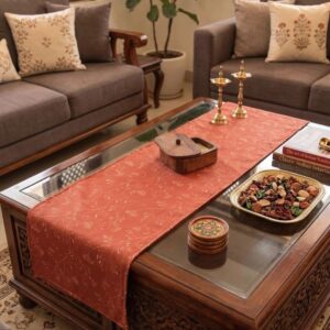 Whimsical Maroon Dandelion Table Runner