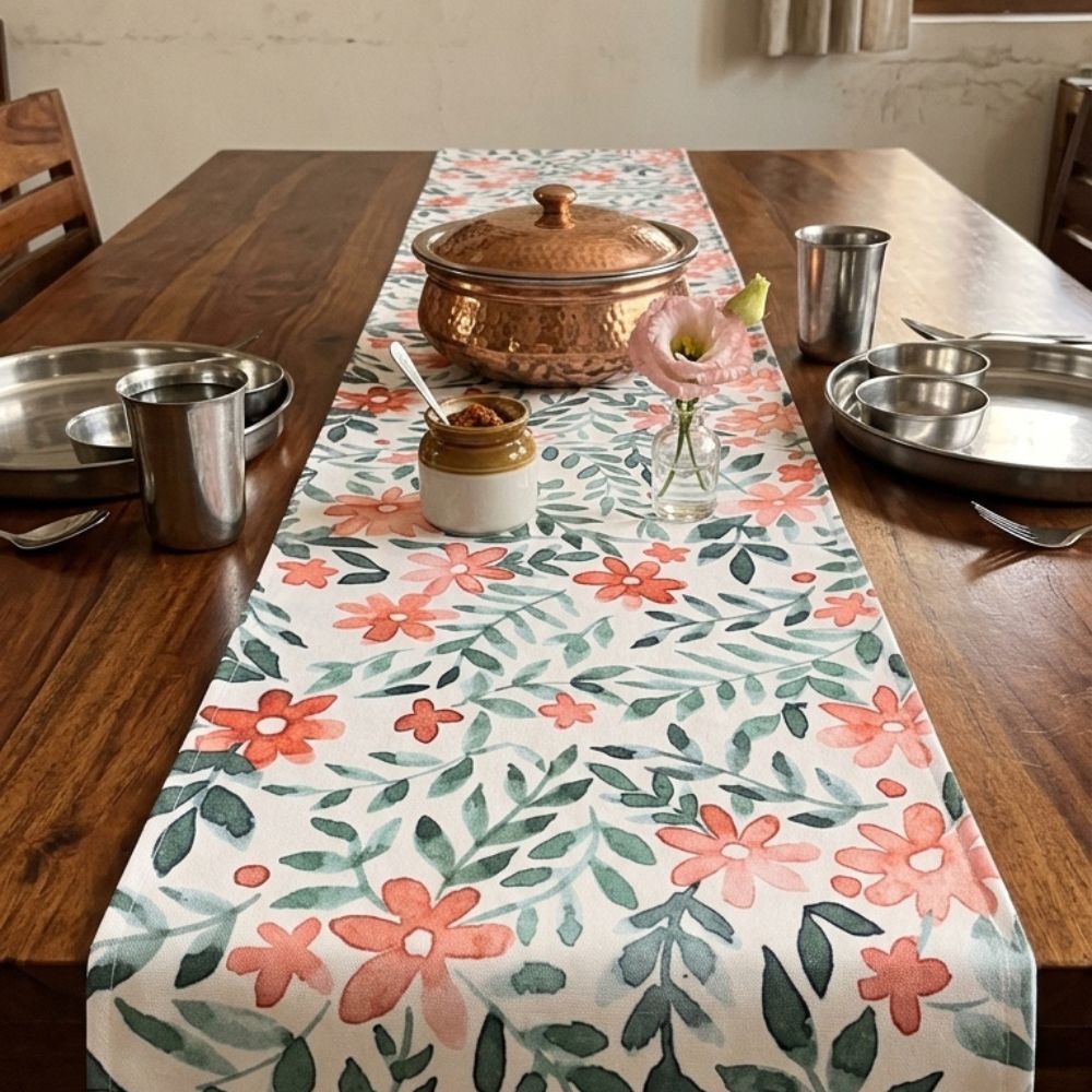 Watercolor Floral Table Runner