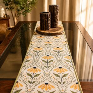Golden Bloom Dining Table Runner | 12x72 Inches