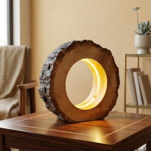 Mango Wood Bark LED Lamp