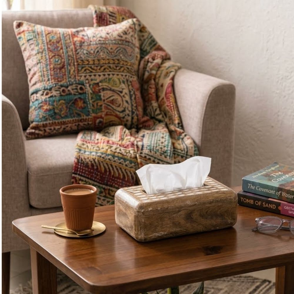 Handcrafted Wooden Tissue Box for Coffee Tables & Consoles